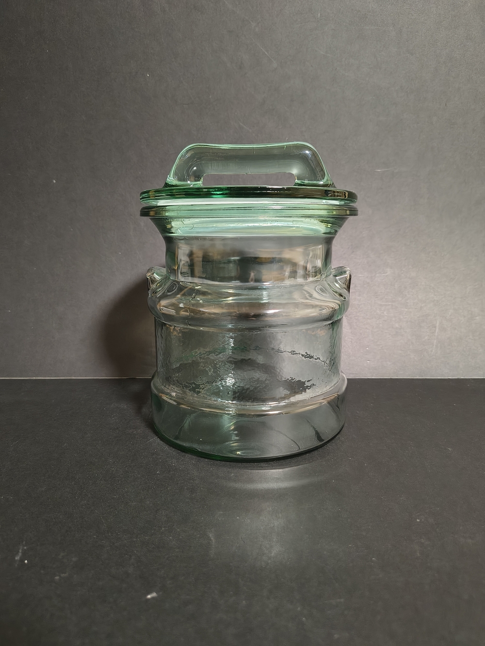 Vintage L.E. Smith Green Tinted Glass Milk Can Churn Canister Storage Jar